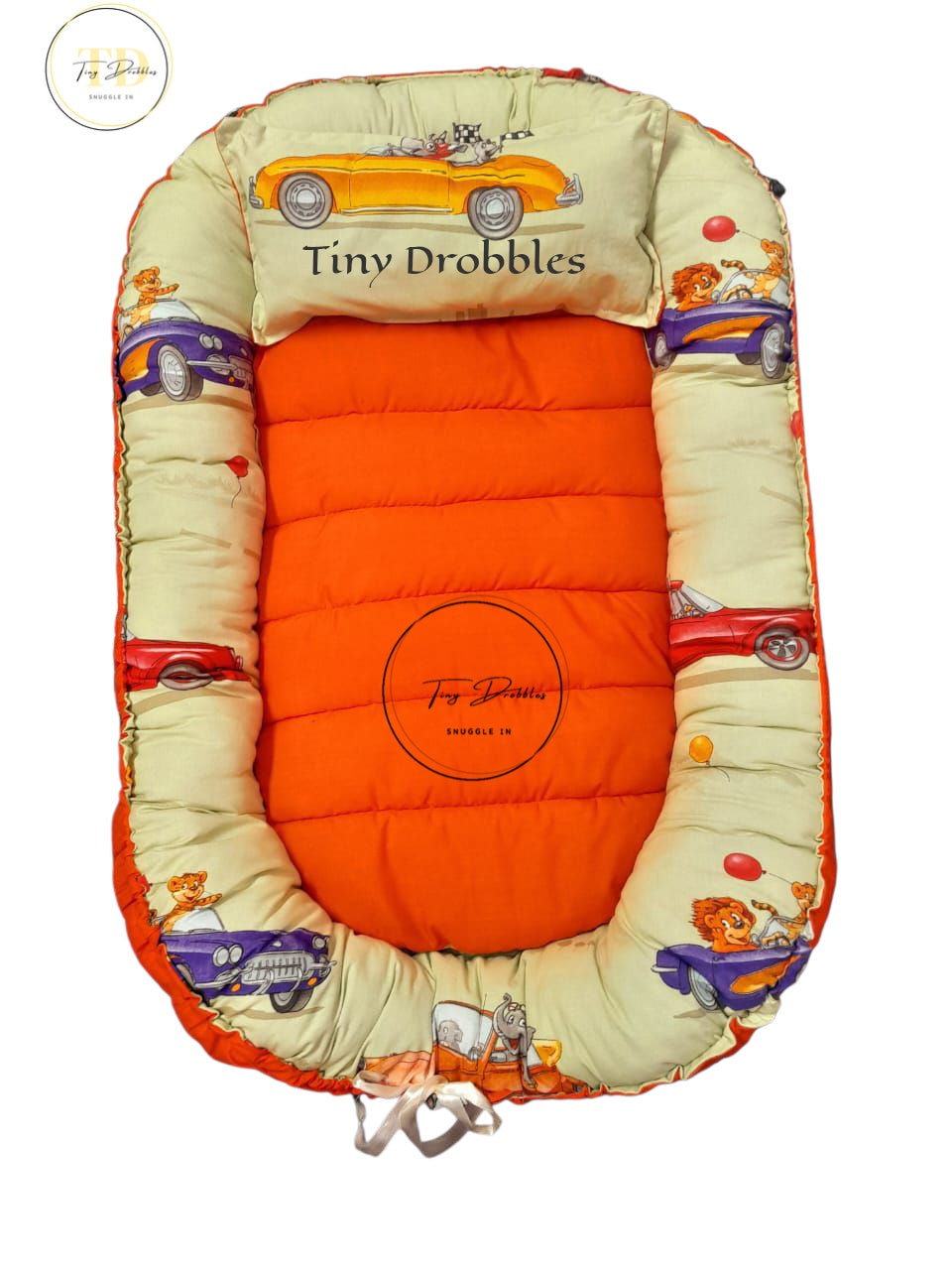 Orange & Pastel Green baby nest