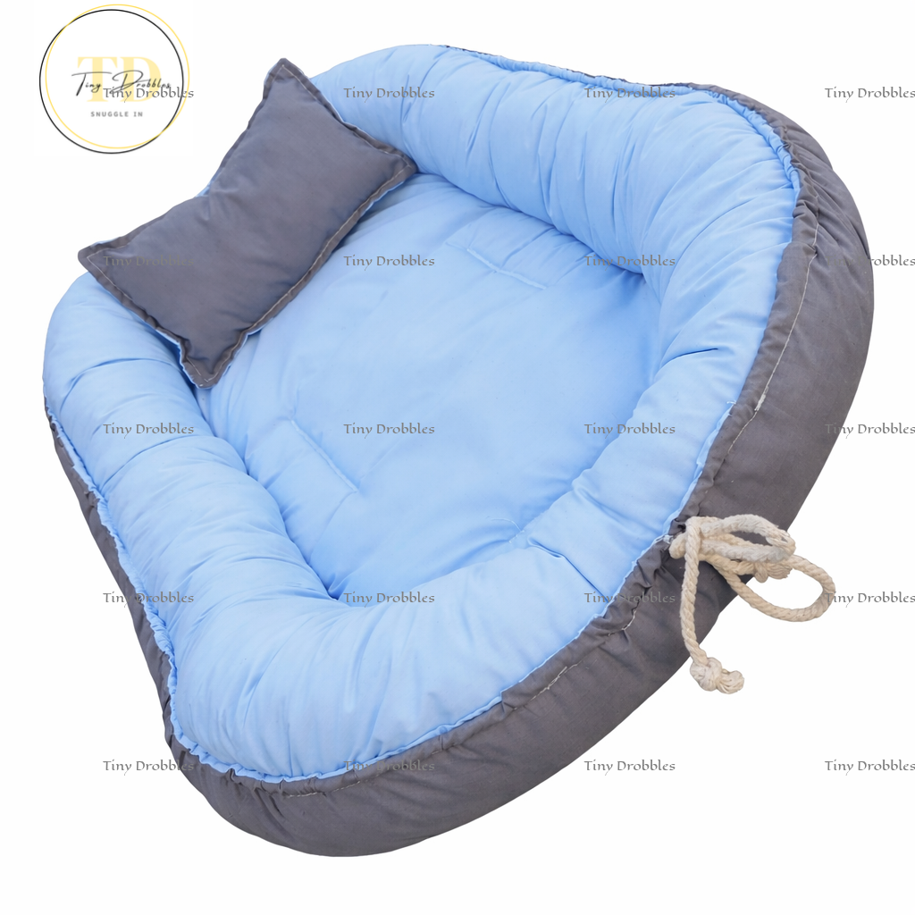 Grey and blue baby nest