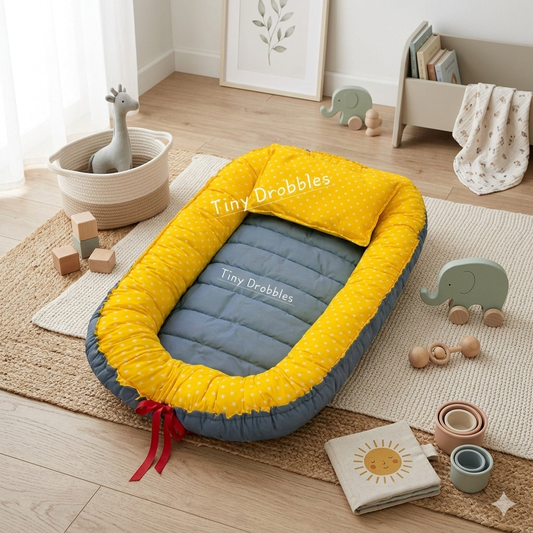 Grey and yellow baby nest