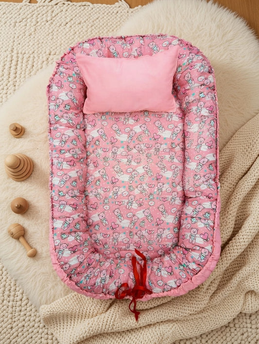 Pink Teddy Bear Baby Nest