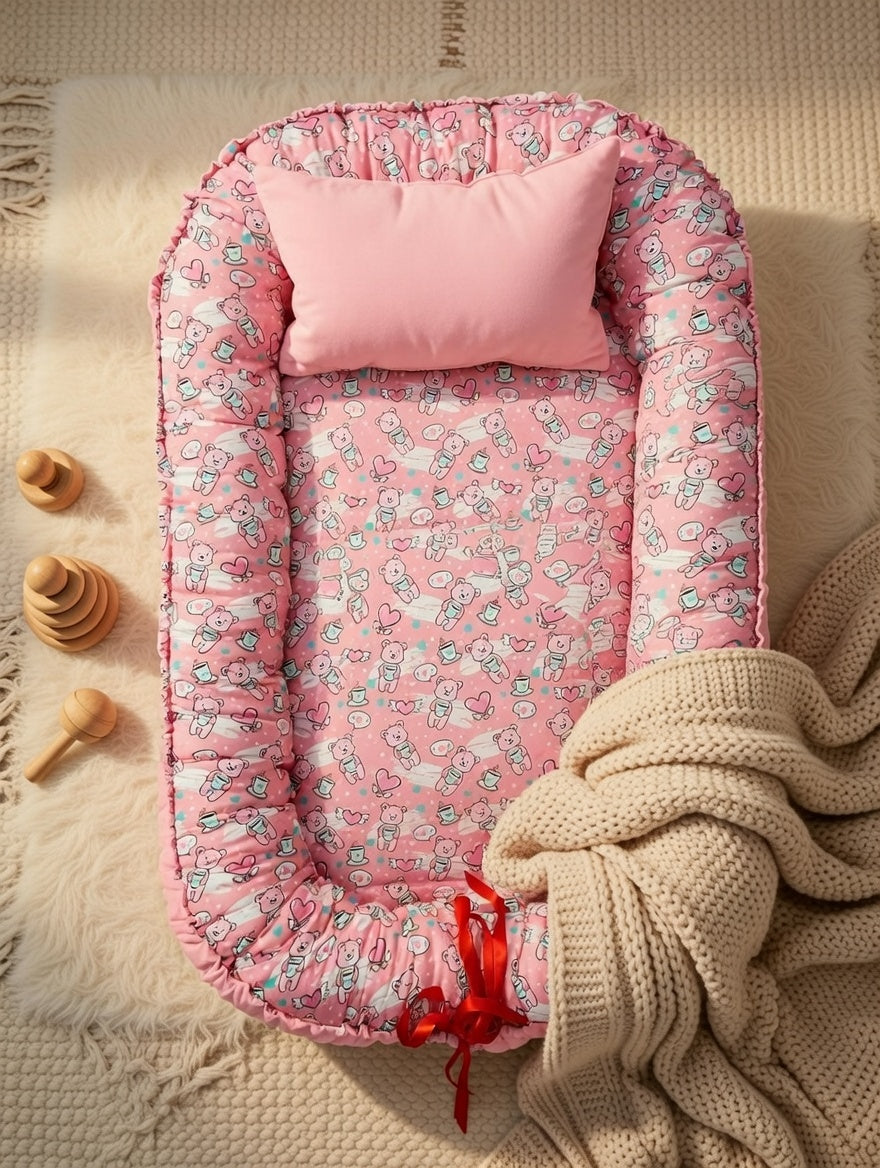 Pink Teddy Bear Baby Nest