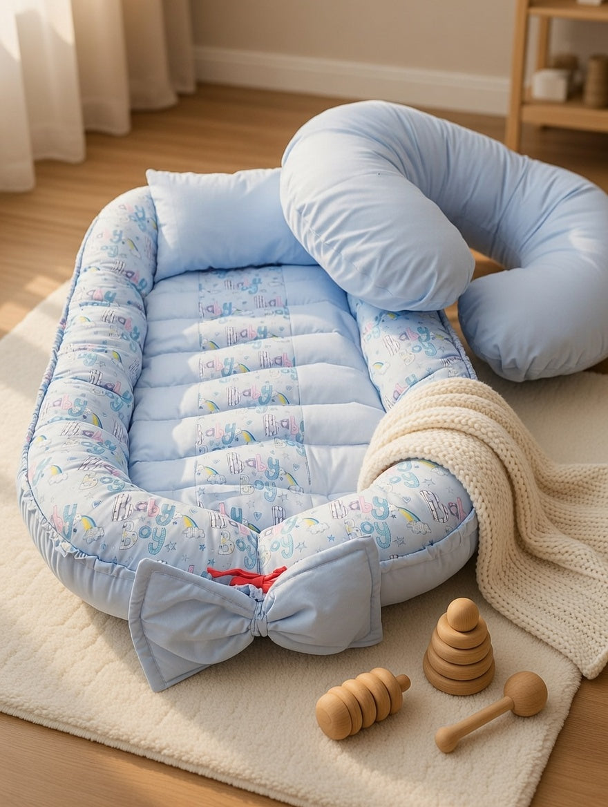 Baby boy blue baby nest combo