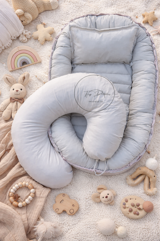 Beige Baby Nest & Feeding Pillow combo